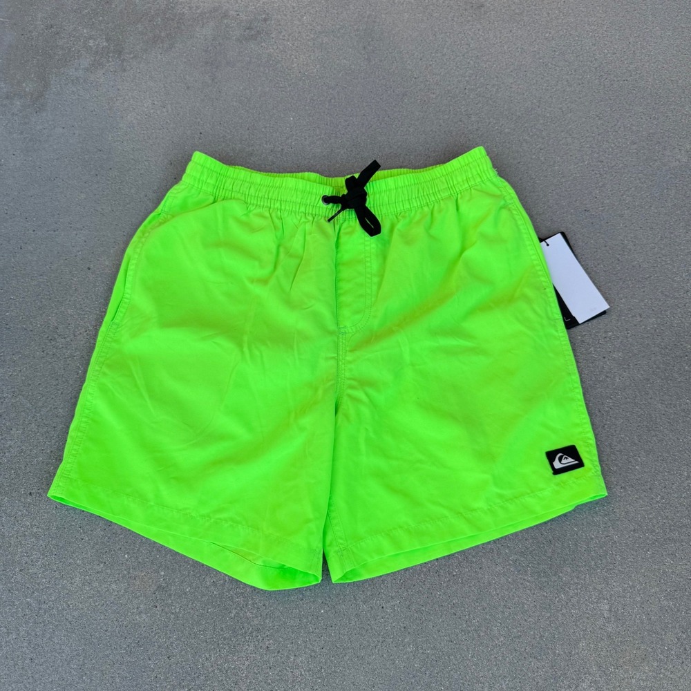 Quiksilver Everyday Volley 17 Neon Lime Green Swim Trunks Mens S EQYJV03532